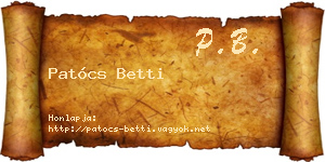 Patócs Betti névjegykártya